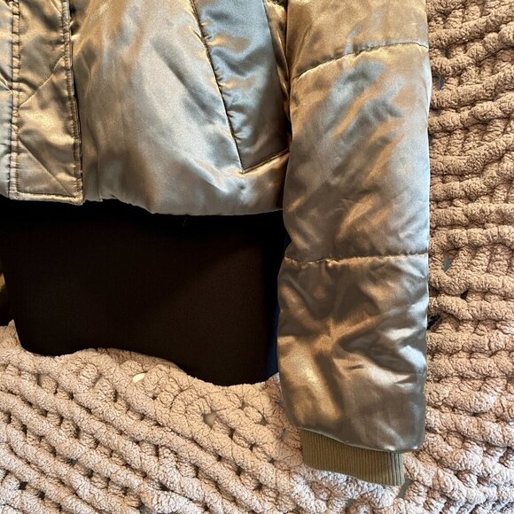 Asos Green Satin Look Woman's Cropped Bomber Jacket Size 14 - Picture 7 of 14